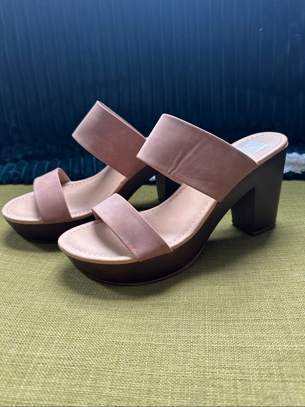 Women’s Two-Strap Platform Mule Sandals in Tan